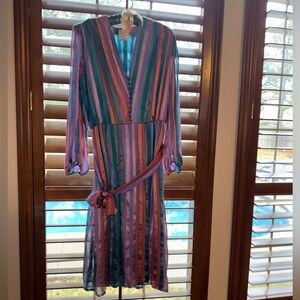 Vintage 100% Silk Multicolor Striped Dress Francesca of Damon for Starington